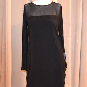 Tahari Arthur S. Levine Dress Black with Sheer Top Long Sleeves with Openings